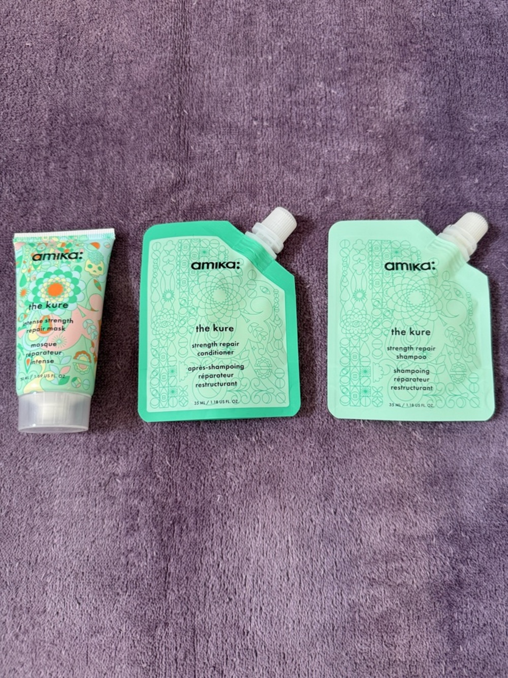 amika the kure Strength Repair Trial set Shampoo Conditioner Mask Bond Repair